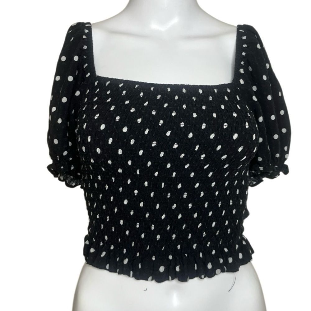 Forever 21 Black and White Polka Dot Blouse Size Small
